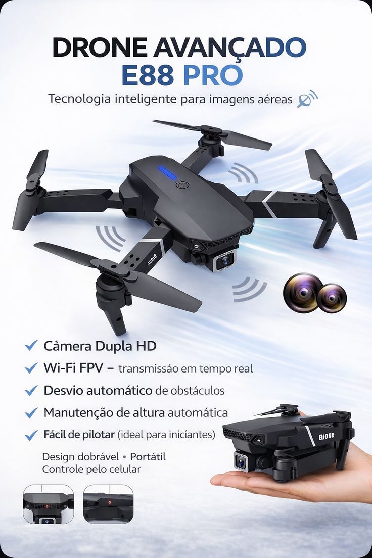 E88 Pro Smart HD Drone – Foldable, Easy & Powerful